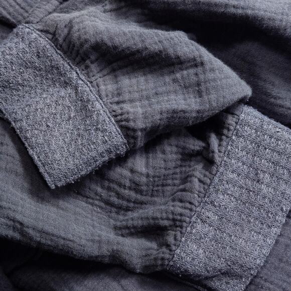 POL Women's Hoodie Slouchy Washed Black Artisanal Patchwork Texturecore Size L - Picture 6 of 8